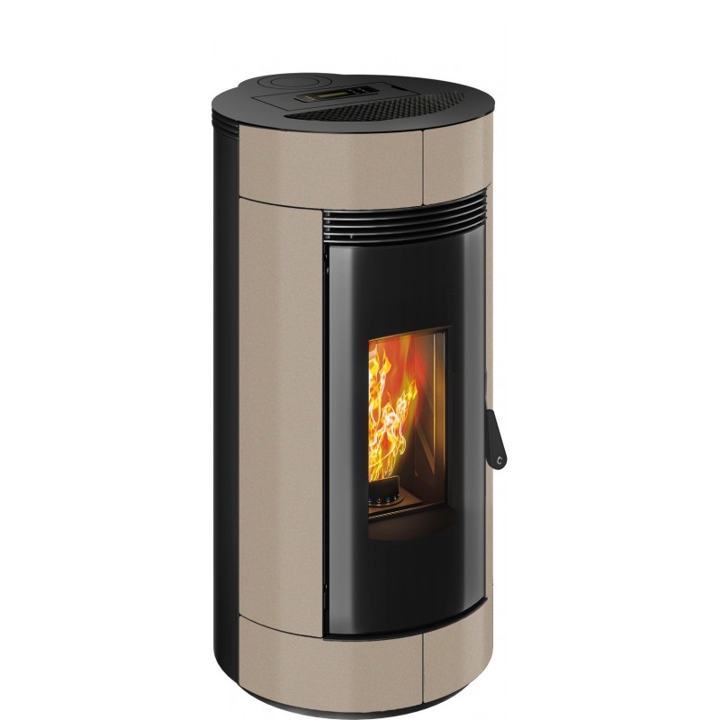 Stufa a pellet ermetica TermoVana Charly 9 BACK Tortora Vintage con sarico posteriore, 8,8kW