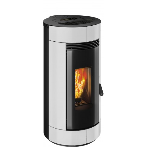 Stufa a pellet ermetica TermoVana Charly 9 BACK Bianco Opaco con sarico posteriore, 8,8kW