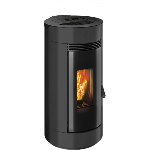 Stufa a pellet ermetica TermoVana Charly 9 BACK Grafite Opaco con sarico posteriore, 8,8kW