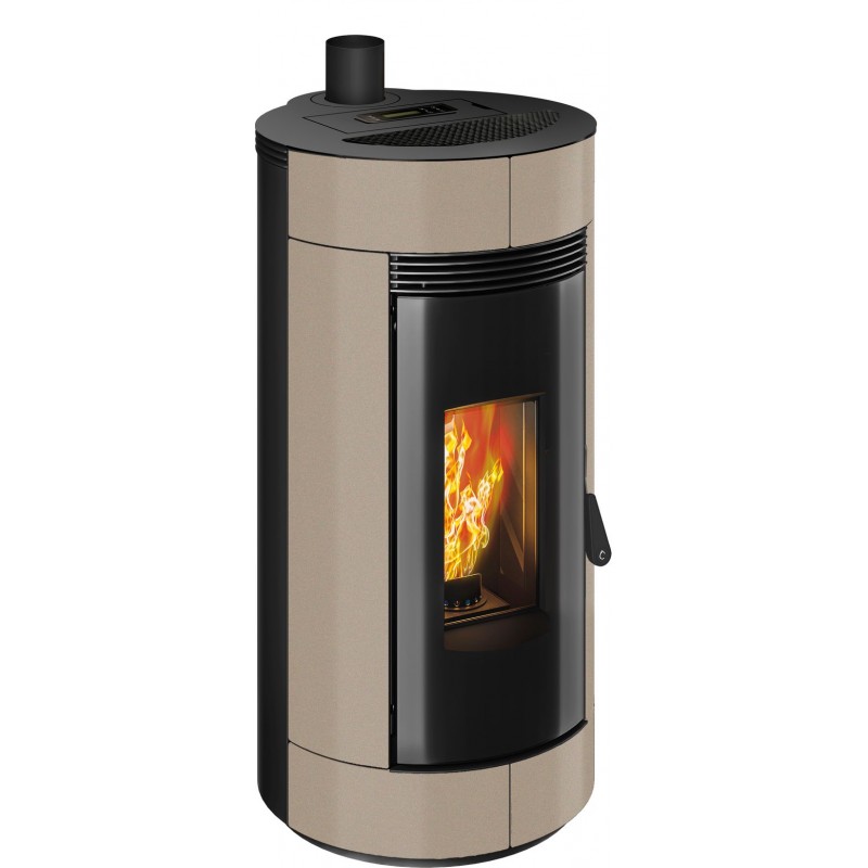 Stufa a pellet ermetica TermoVana Charly 9 UP Tortora Vintage con sarico superiore, 8,8kW