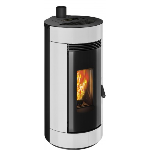 Stufa a pellet ermetica TermoVana Charly 9 UP Bianco Opaco con sarico superiore, 8,8kW