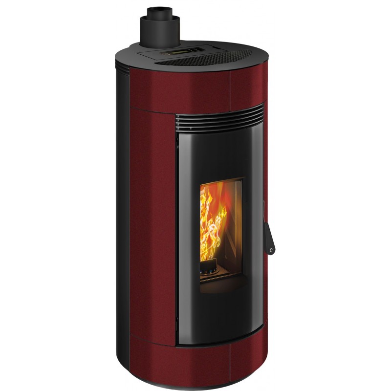 Stufa a pellet ermetica TermoVana Charly 9 PJ Bordeaux Vintage con scarico superiore Poujoulat, 8,8kW