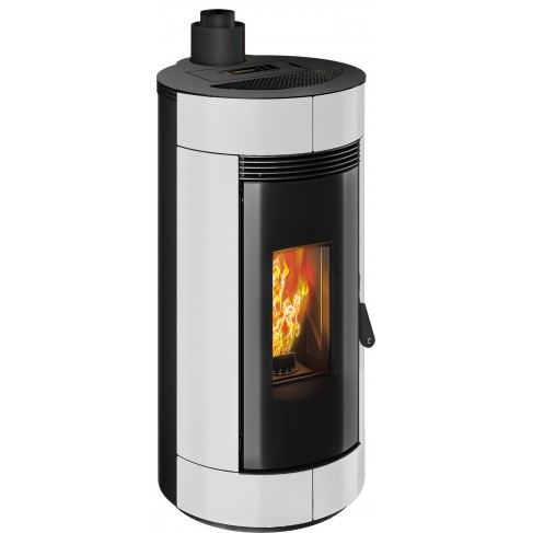 Stufa a pellet ermetica TermoVana Charly 9 PJ Bianco Opaco con scarico superiore Poujoulat, 8,8kW