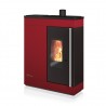 Stufa a pellet ermetica TermoVana Fine 14.3 UP Bordeaux Vintage canalizzabile con scarico superiore, 13kW
