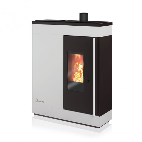 Stufa a pellet ermetica TermoVana Fine 14.3 UP Bianco Opaco canalizzabile con scarico superiore, 13kW