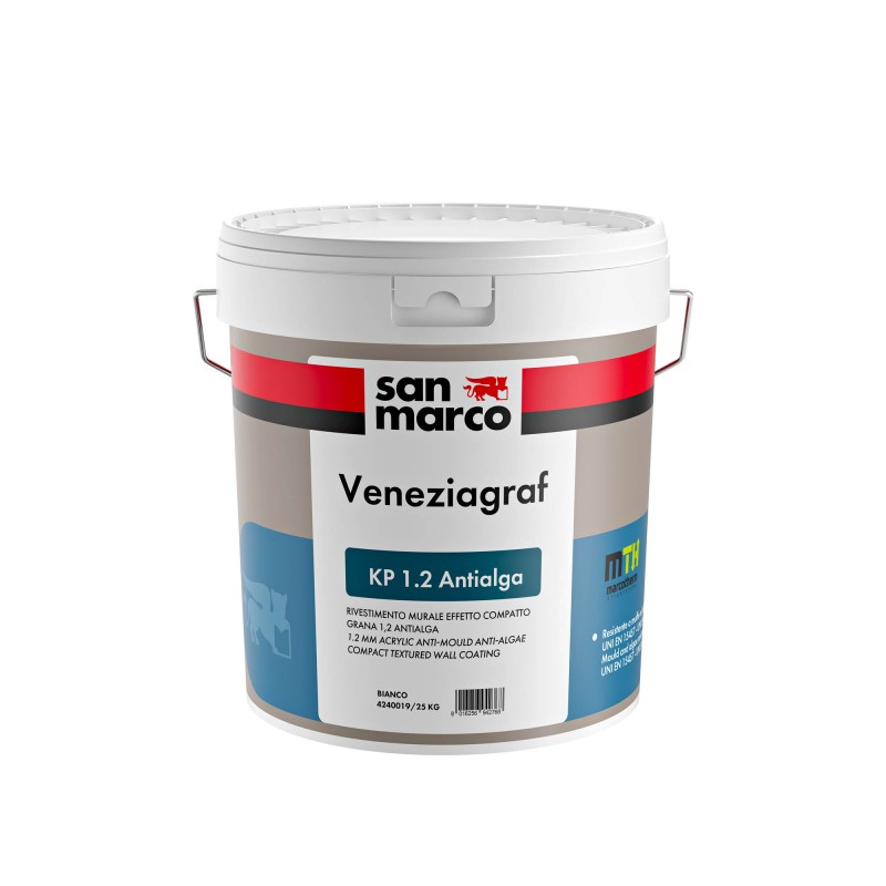 Rivestimento murale San Marco Veneziagraf Antialga effetto compatto Grana 1,2 (Secchio 25Kg)