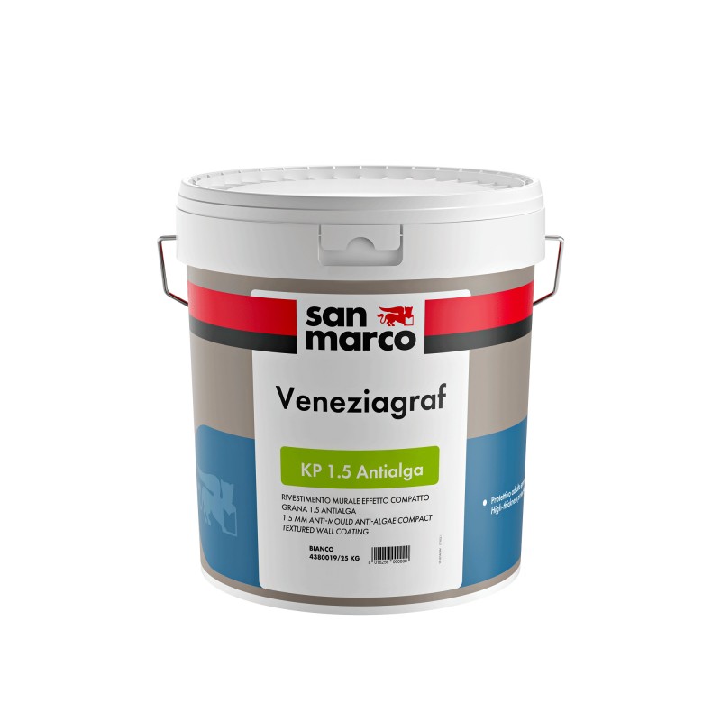 Rivestimento murale San Marco Veneziagraf Antialga effetto compatto Grana 1,5 (Secchio 25Kg)