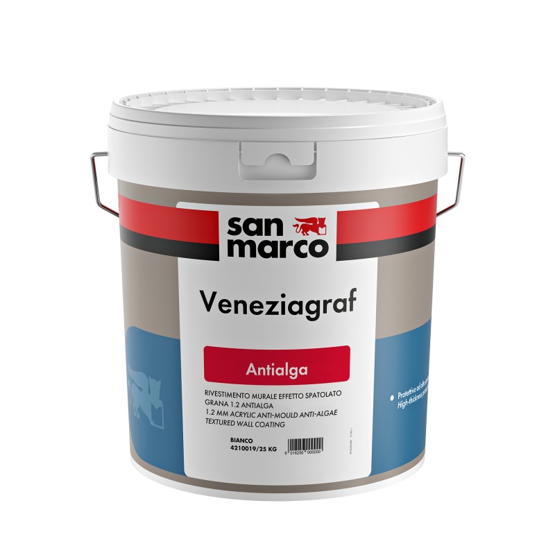 Rivestimento murale San Marco Veneziagraf Antialga effetto spatolato Grana 1,2 (Secchio 25Kg)