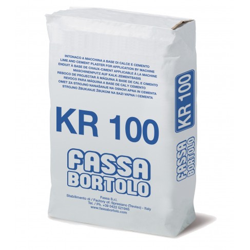 Intonaco di fondo Fassa KR100 a base calce e cemento ad elevata resistenza meccanica (Sacco da 25 kg) Fassa Bortolo - 1