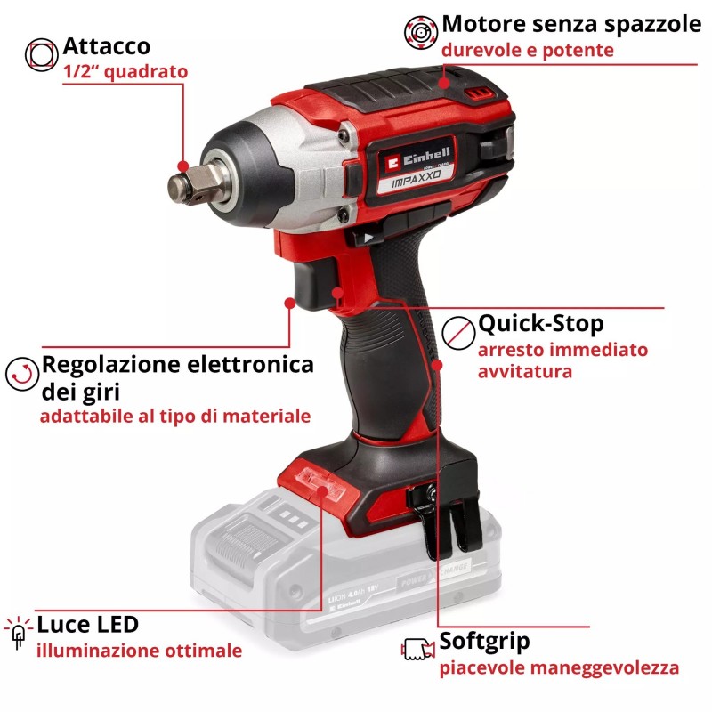 EINHELL AVVITATORE A IMPULSI A BATTERIA IMPAXXO 18/230
