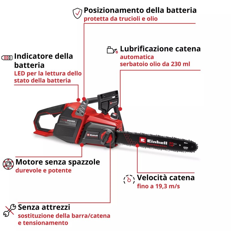 EINHELL MOTOSEGA A BATTERIA GP-LC 36/40 Li BL-Solo