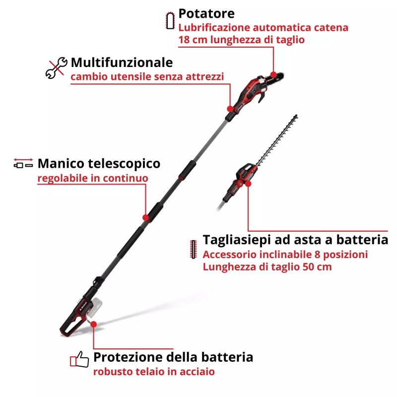 EINHELL TAGLIASIEPI E POTATORE GP-HC 18/5020 Li T BL-Solo