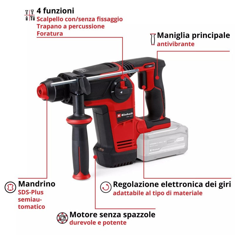 EINHELL TASSELLATORE A BATTERIA TP-HD 18/26 Li BL-Solo