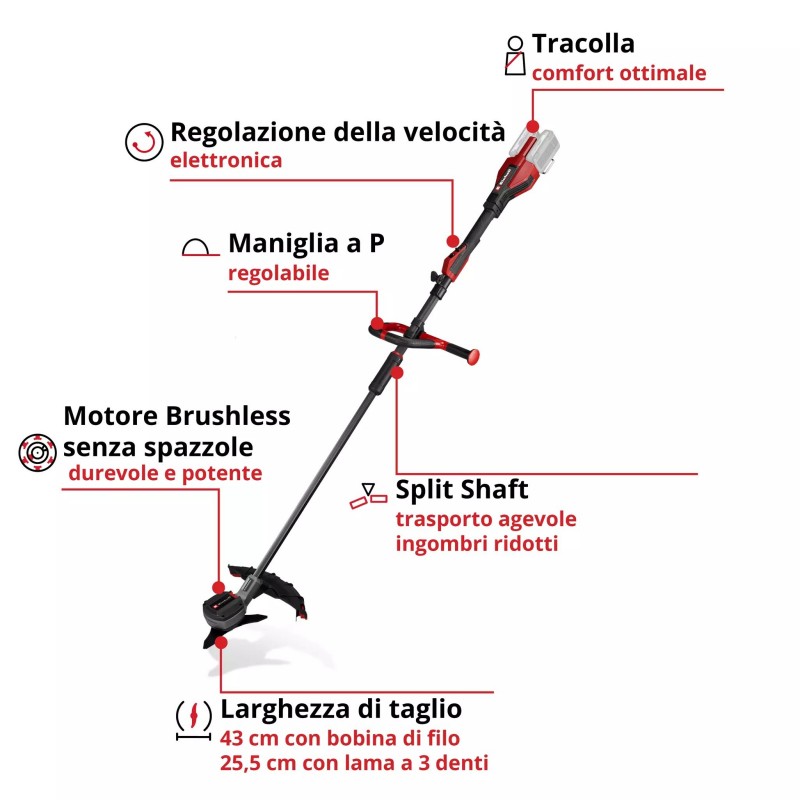 EINHELL DECESPUGLIATORE A BATTERIA GP-BC 36/430 Li P BL-Solo