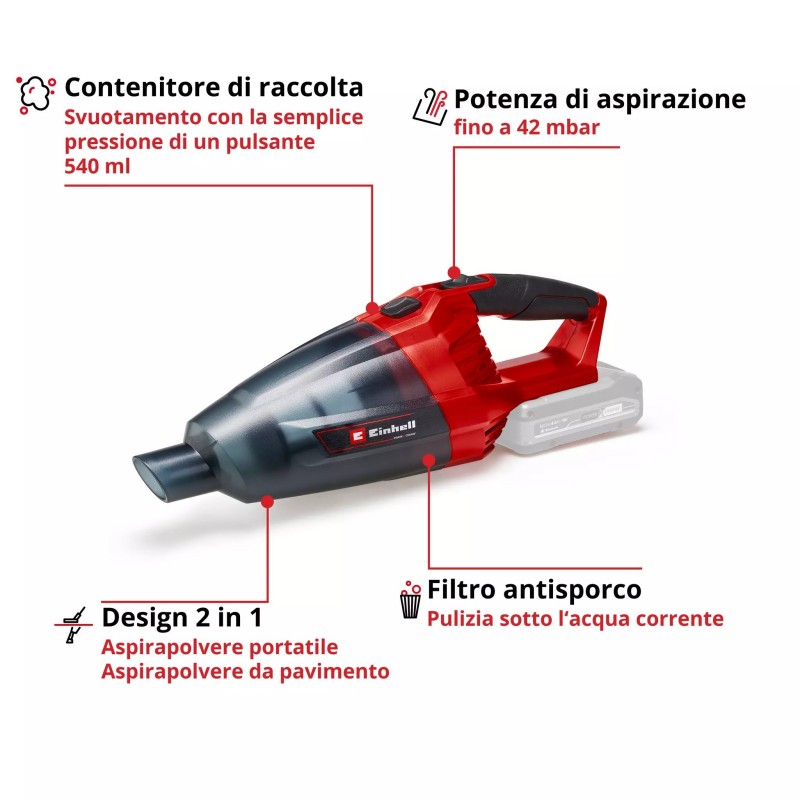 EINHELL ASPIRAPOLVERE PORTATILE TE-VC 18 Li-Solo