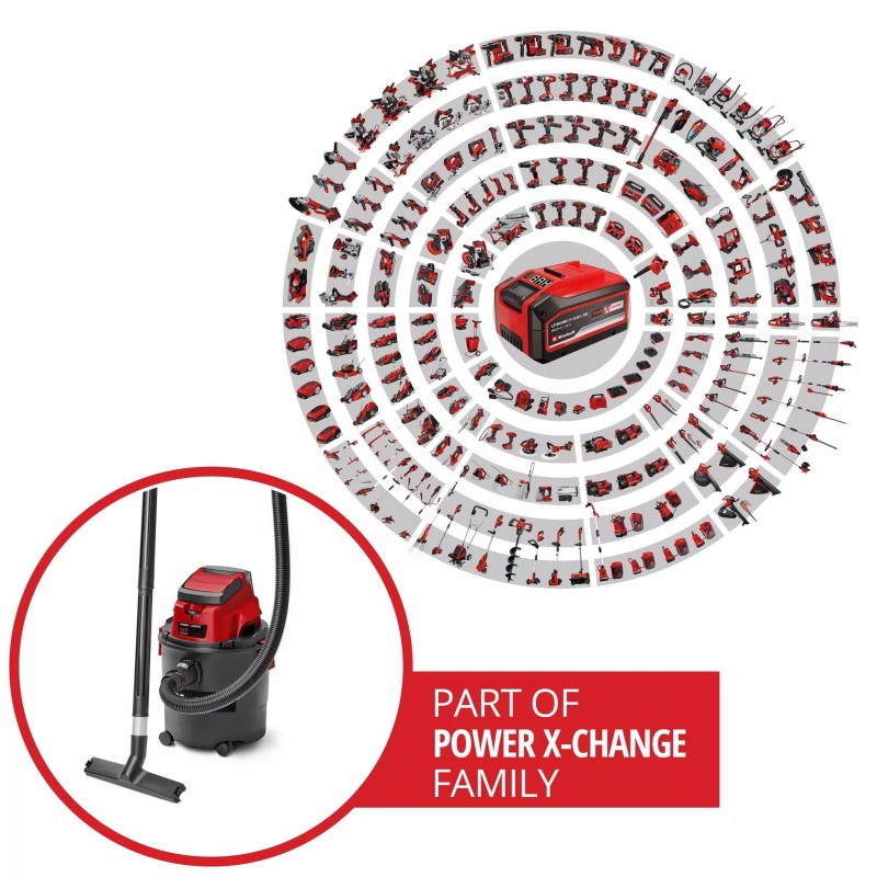 EINHELL ASPIRASOLIDI E LIQUIDI A BATTERIA TC-VC 18/15 Li-Solo