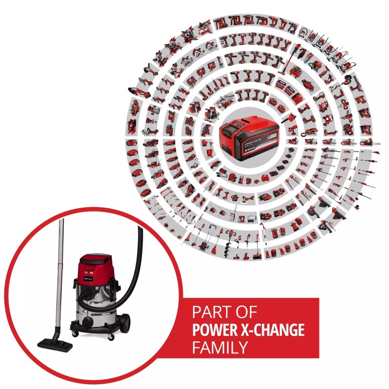 EINHELL ASPIRASOLIDI E LIQUIDI A BATTERIA TE-VC 36/25 Li S-Solo