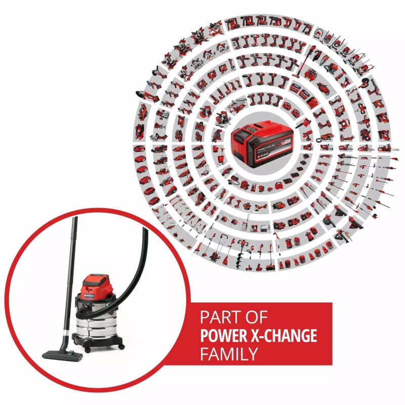 EINHELL ASPIRASOLIDI E LIQUIDI TC-VC 18/20 Li S-Solo