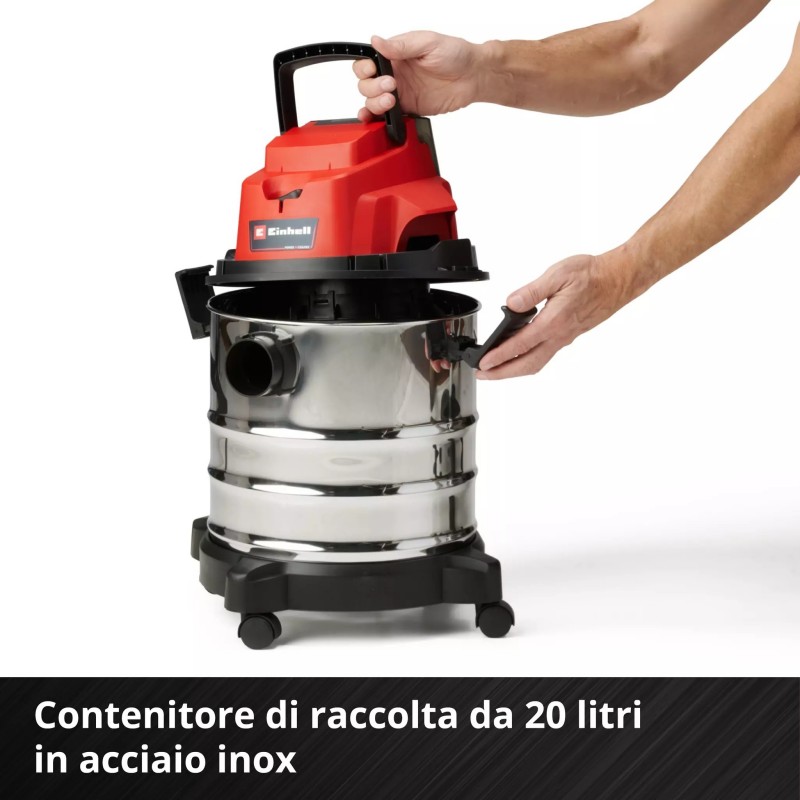EINHELL ASPIRASOLIDI E LIQUIDI TC-VC 18/20 Li S-Solo