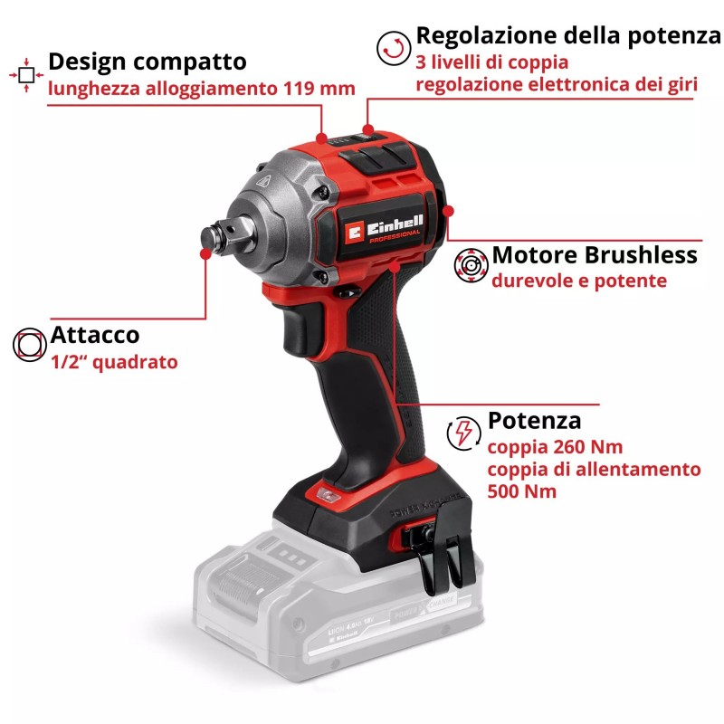 EINHELL AVVITATORE A PERCUSSIONE TP-CW 18/260-C Li BL-Solo