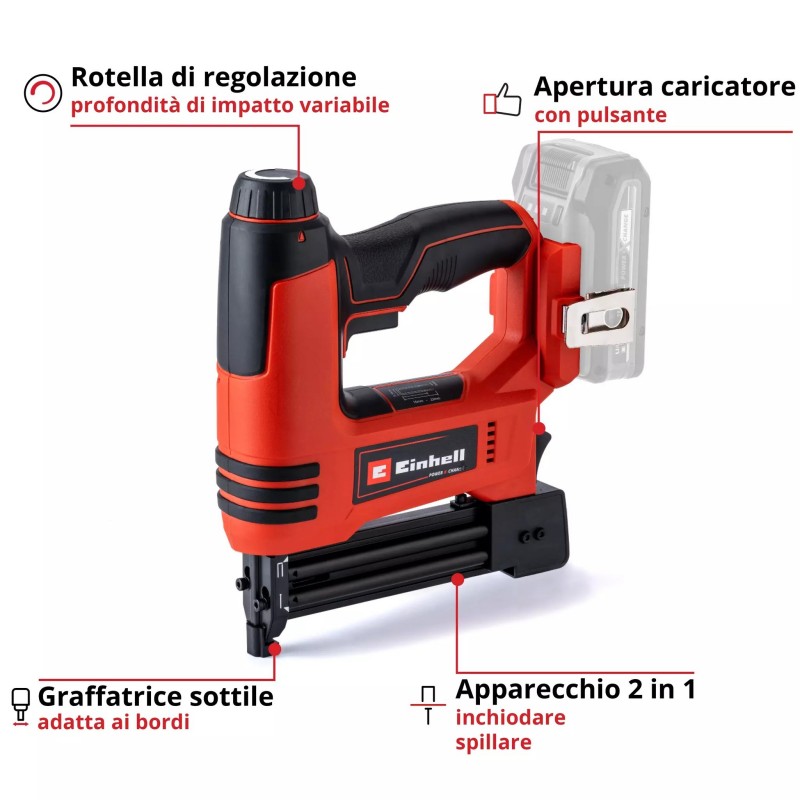 EINHELL GRAFFETTATRICE E CHIODATRICE A BATTERIA TE-CN 18 Li - Solo