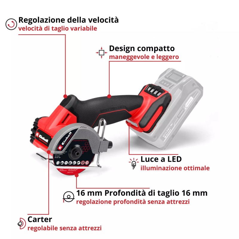 EINHELL SMERIGLIATRICE COMPATTA TP-CO 18/76-C Li BL - Solo