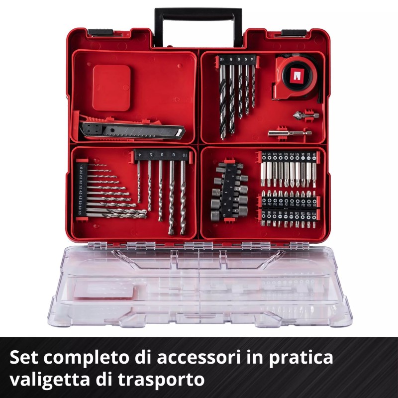 EINHELL TRAPANO A PERCUSSIONE A BATTERIA TE-CD 18/40 Li-i +64 (1x2