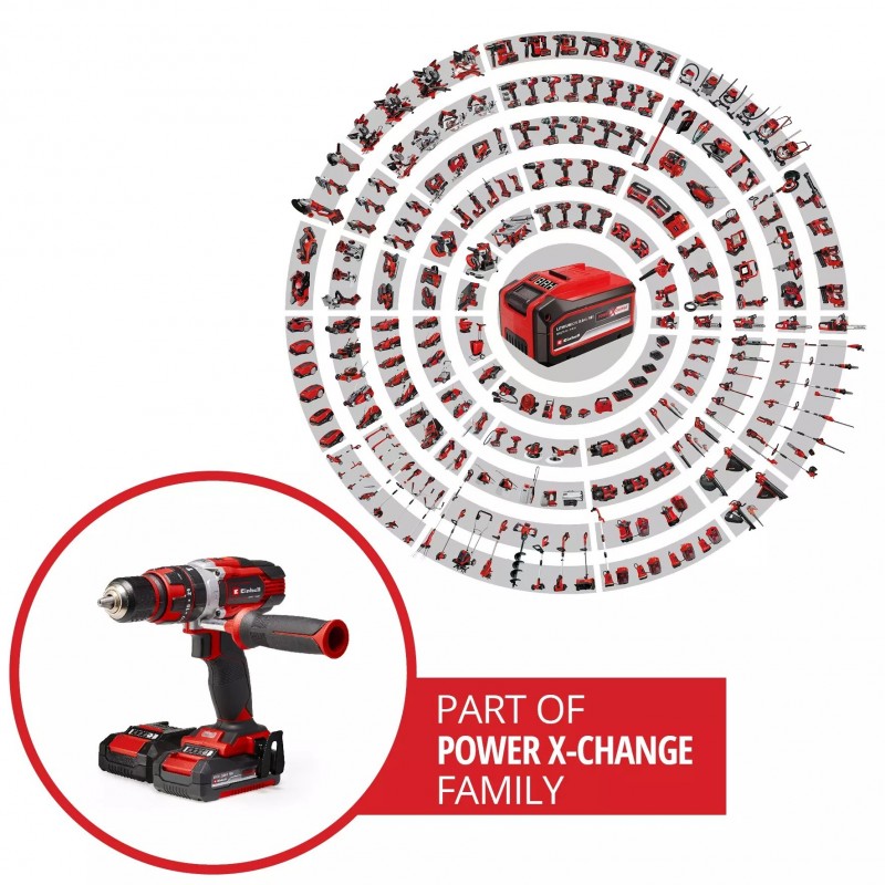 EINHELL TRAPANO A PERCUSSIONE A BATTERIA TE-CD 18/48 Li-i (2x2