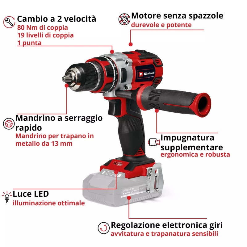 EINHELL TRAPANO A PERCUSSIONE TP-CD 18/80 Li BL-Solo