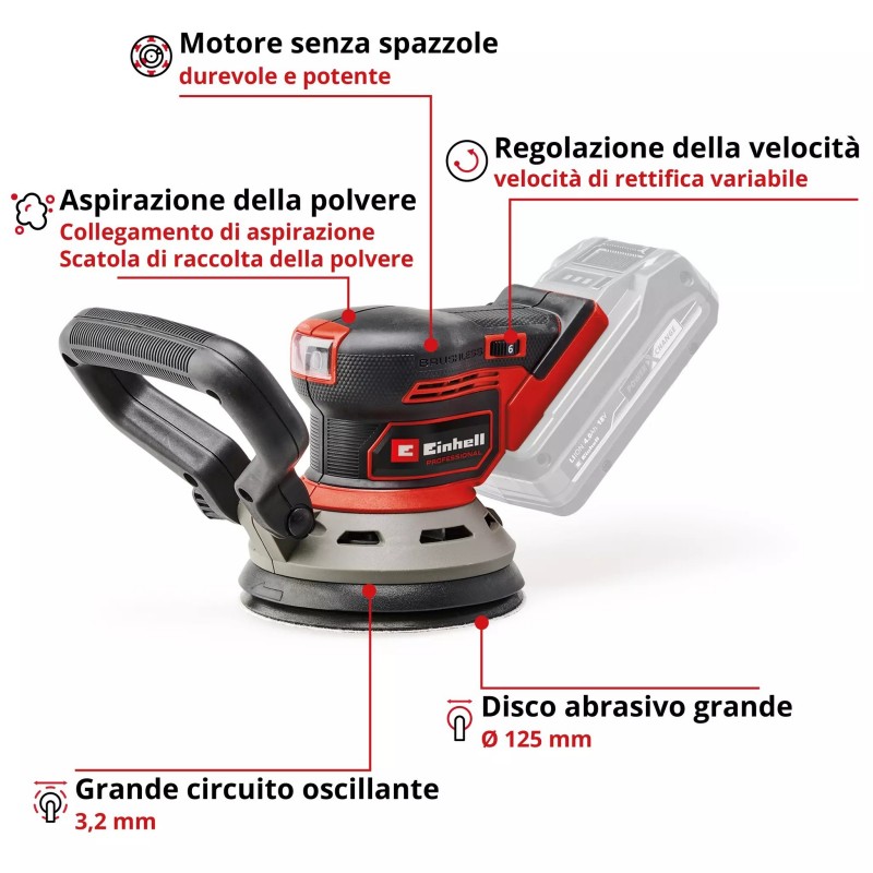 EINHELL LEVIGATRICE ECCENTRICA TP-RS 18/32 Li BL - Solo