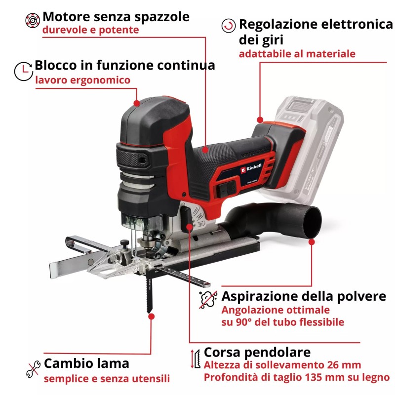 EINHELL SEGHETTO ALTERNATIVO T-STYLE A BATTERIA TP-JST 18/135 Li BL - Solo
