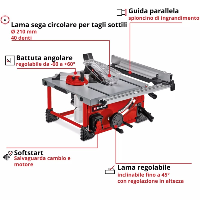 EINHELL SEGA CIRCOLARE DA BANCO A BATTERIA TE-TS 36/210 Li - Solo