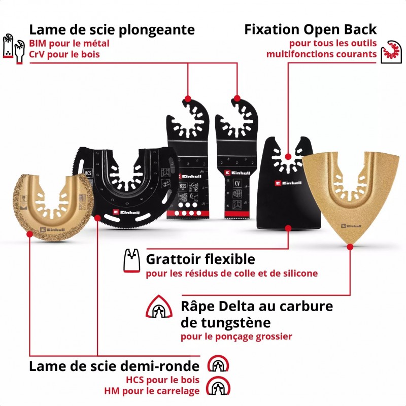 EINHELL SET ACCESSORI MULTIFUNZIONE LEGNO METALLO PIASTRELLE 6 PEZZI