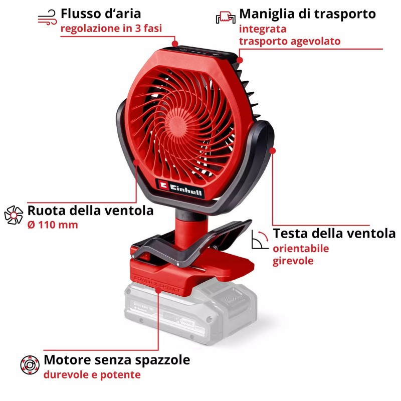 EINHELL VENTILATORE A BATTERIA GC-CF 18/110 Li-Solo