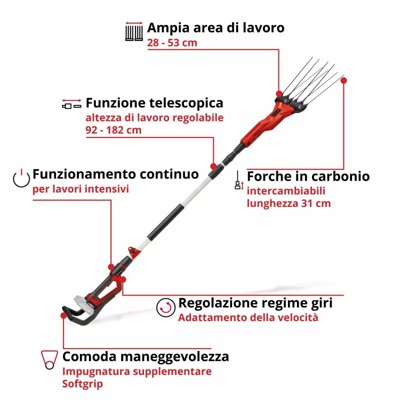 EINHELL SCUOTITORE A BATTERIA PER OLIVE/FRUTTA GE-FS 18/53 Li-Solo
