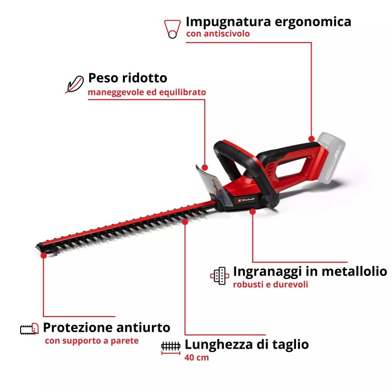 EINHELL TAGLIASIEPI A BATTERIA GC-CH 18/40 Li Solo
