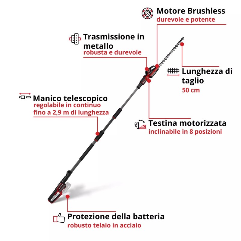 EINHELL TAGLIASIEPI TELESCOPICO GP-HH 18/50 Li T BL-Solo