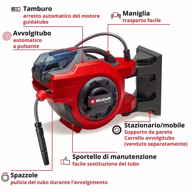 EINHELL AVVOLGITUBO A BATTERIA GE-HR 18/30 Li-Solo