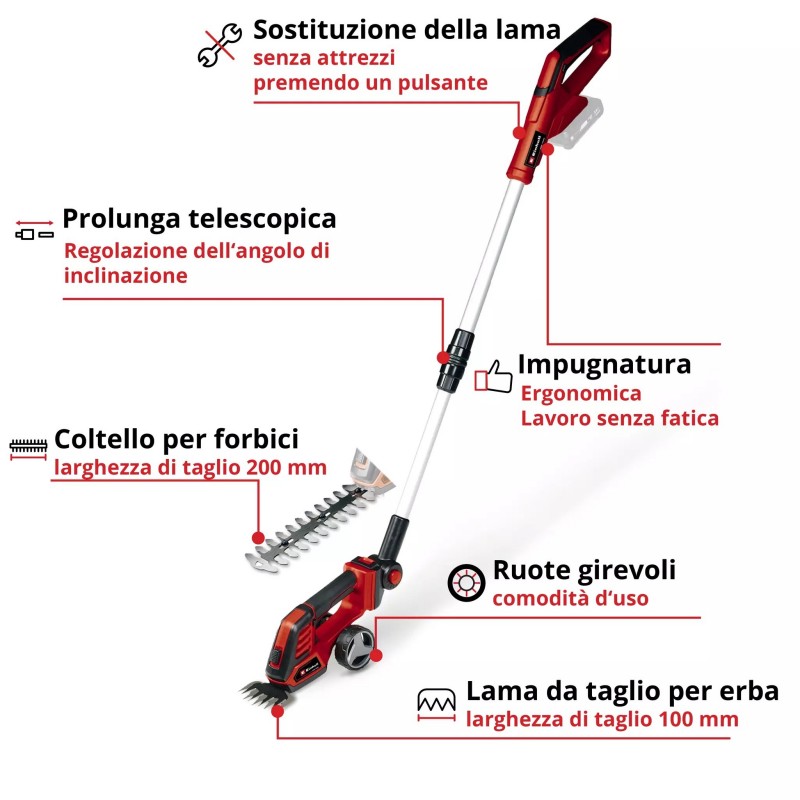 EINHELL CESOIE PER ERBA E ARBUSTI GE-CG 18/100 Li T-Solo