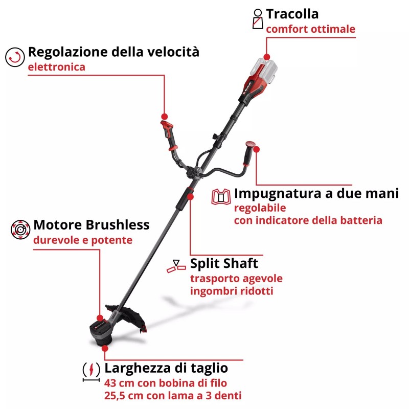 EINHELL DECESPUGLIATORE A BATTERIA GP-BC 36/430 Li BL-Solo