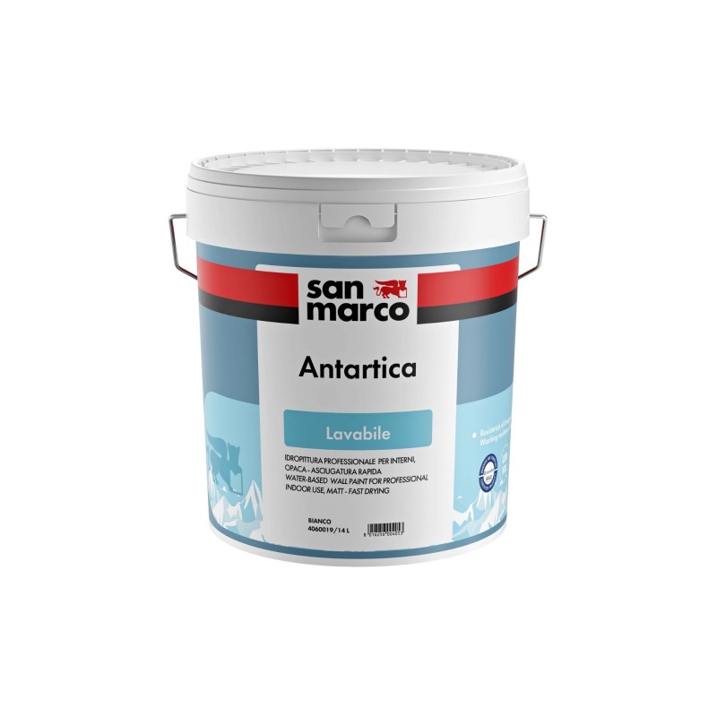 Idropittura lavabile Antartica San Marco asciugatura rapida per interni (Secchio da 4Lt o 14Lt)