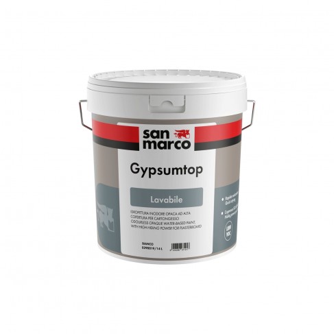 Idropittura lavabile per cartongesso Gypsumtop San Marco opaca per interni (Secchio da 4Lt o 14Lt)