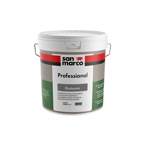 Idropittura acrilica Elastocem San Marco antialga per muri esterni in calcestruzzo (Secchio 15 Litri)