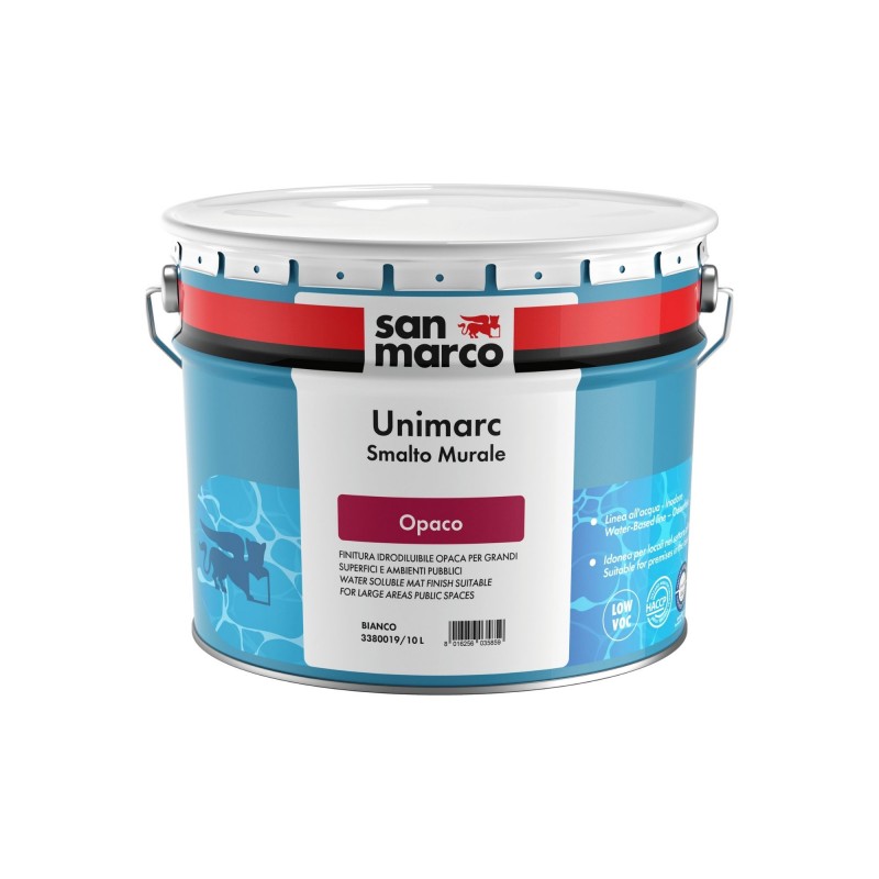 Smalto murale opaco Unimarc San Marco per muri interni ed esterni (Secchio da 1Lt, 4Lt o 10Lt)