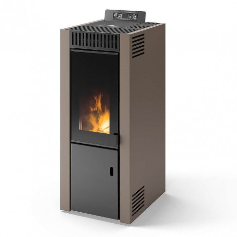 Stufa a pellet con bruciatore semi-autopulente Isabel Metallo Tortora con uscita fumi posteriore/superiore, 8,9kW CS Thermos  - 