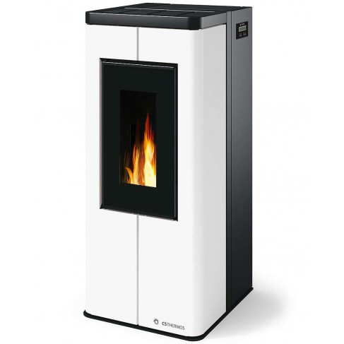 Stufa Scrigno CS Thermos a pellet con bruciatore autopulente, Metallo Bianco, a fumi posteriore/superiore, 8,9kW CS Thermos - 2