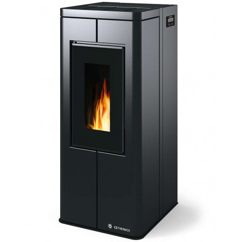 Stufa Scrigno CS Thermos a pellet con bruciatore autopulente, Metallo Nero, a fumi posteriore/superiore, 8,9kW CS Thermos - 1