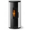 Stufa Leire CS Thermos a pellet, Metallo Bianco + Top Metallo Nero, a fumi posteriore/superiore, 8,9kW