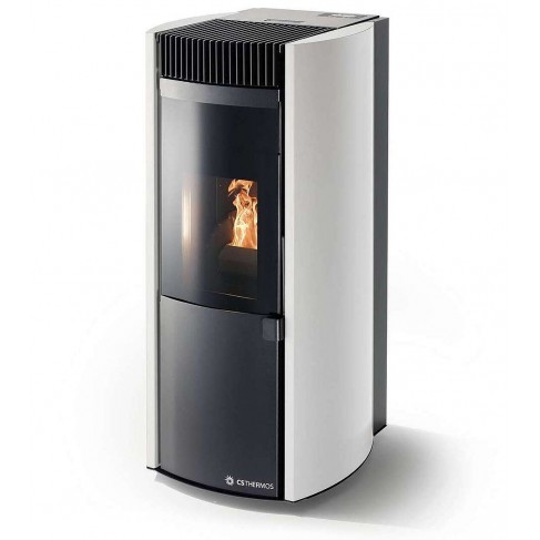 Stufa Garda 9 CS Thermos a pellet con bruciatore autopulente, Metallo Bianco, a fumi posteriore/superiore, 10,1kW CS Thermos - 1
