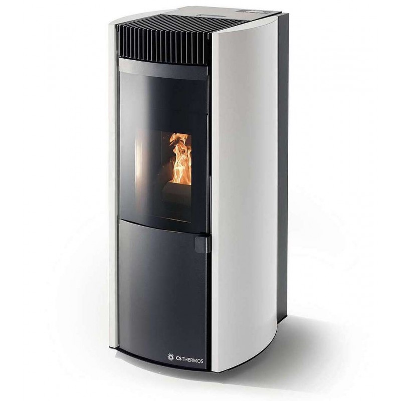 Stufa Garda 9 CS Thermos a pellet con bruciatore autopulente, Metallo Bianco, a fumi posteriore/superiore, 10,1kW CS Thermos - 1